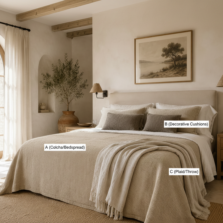 Tejido Alep de textura natural para cojines plaids y piezas textiles a medida Casa Seconda