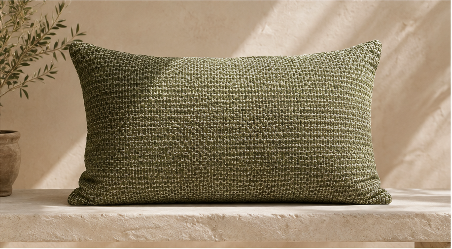 Cojín verde de 60 x 40 cm con relleno