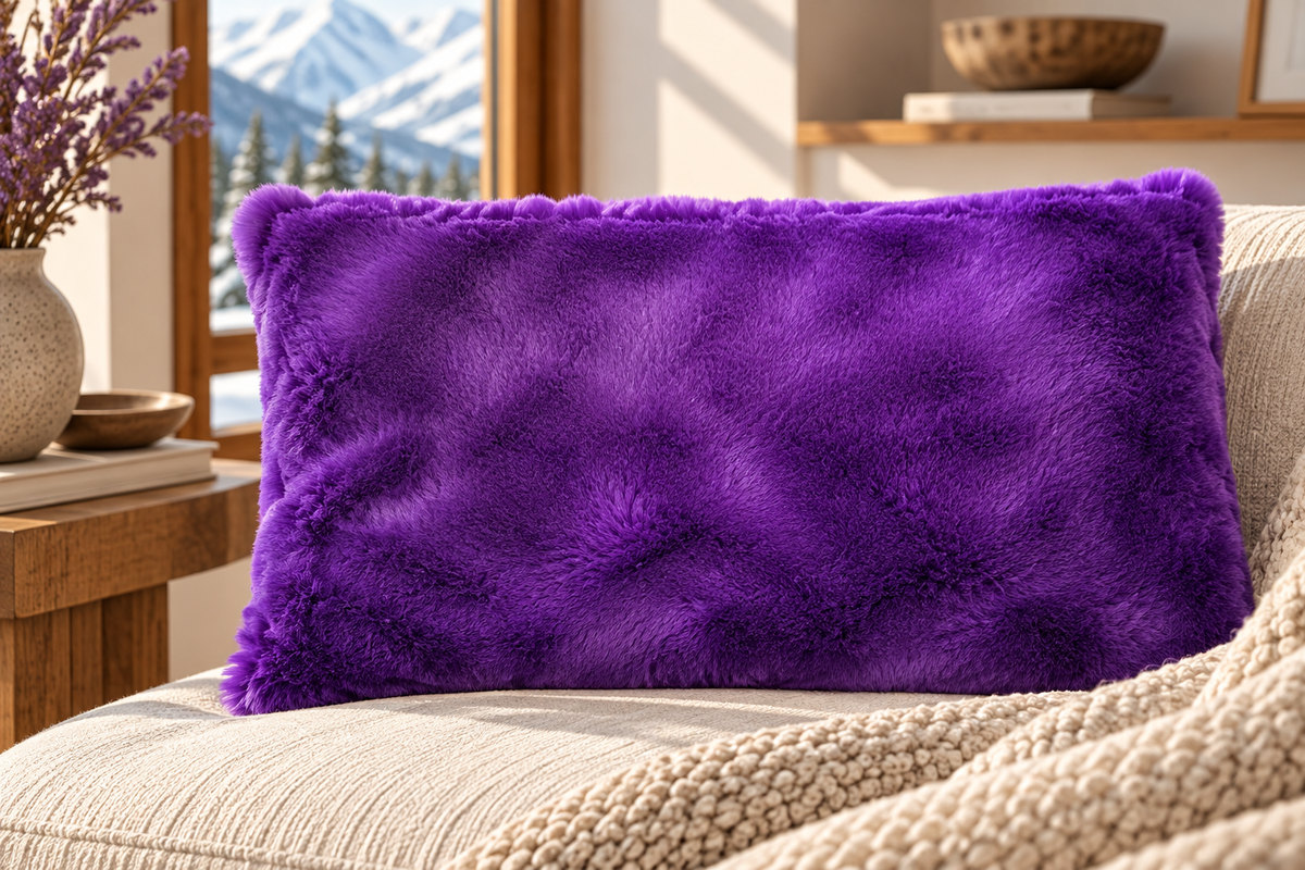 Funda de cojín Yogui color morado medida 50x30