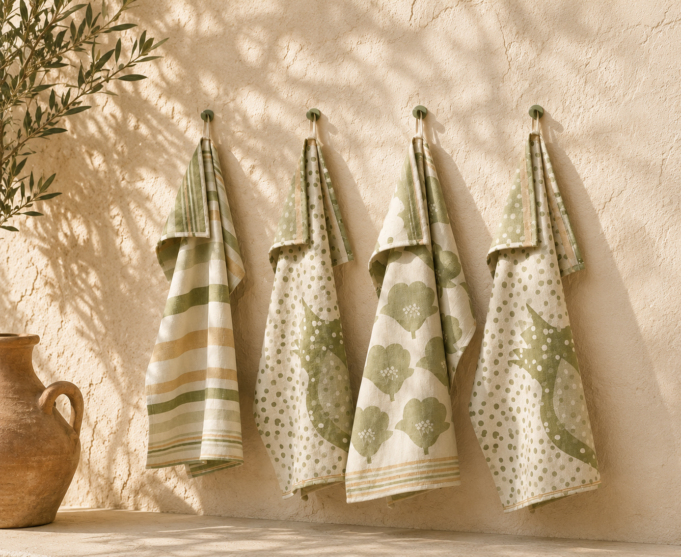Paño de cocina Roma verde 70x50 cm - pack de 4