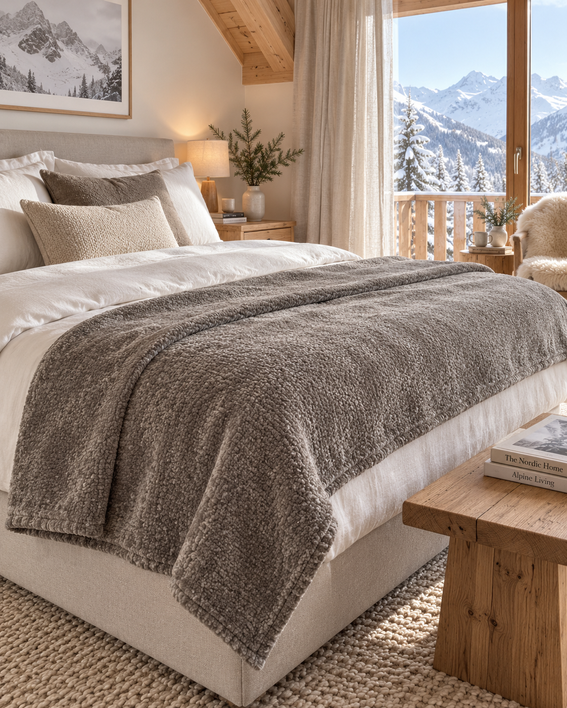 Plaid decorativo Gris 230 x 130 cm otoño invierno