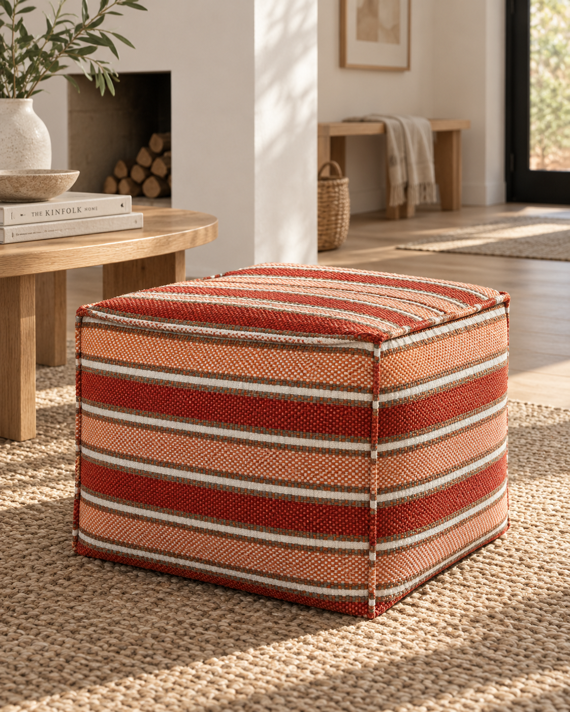 Puff cuadrado Naranja 45 x 45 x 45 cm otoño invierno