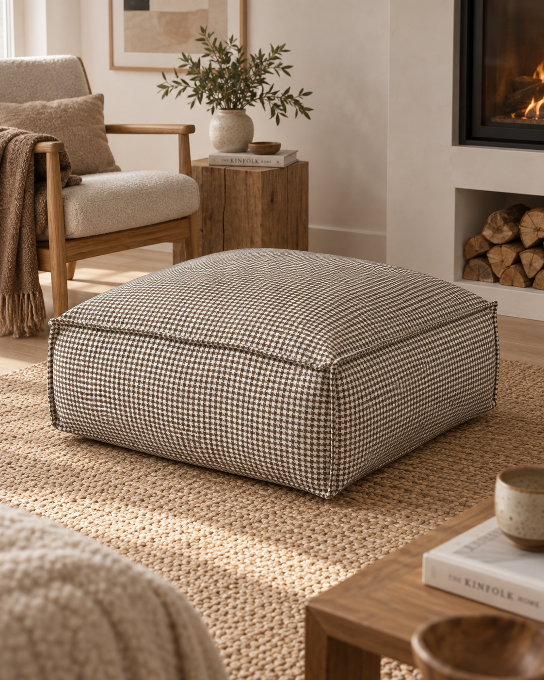 Puff decorativo 80 x 80 x 30 cm otoño invierno