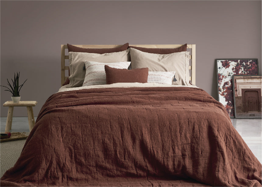 Quilt Linho color terracota Casa Seconda