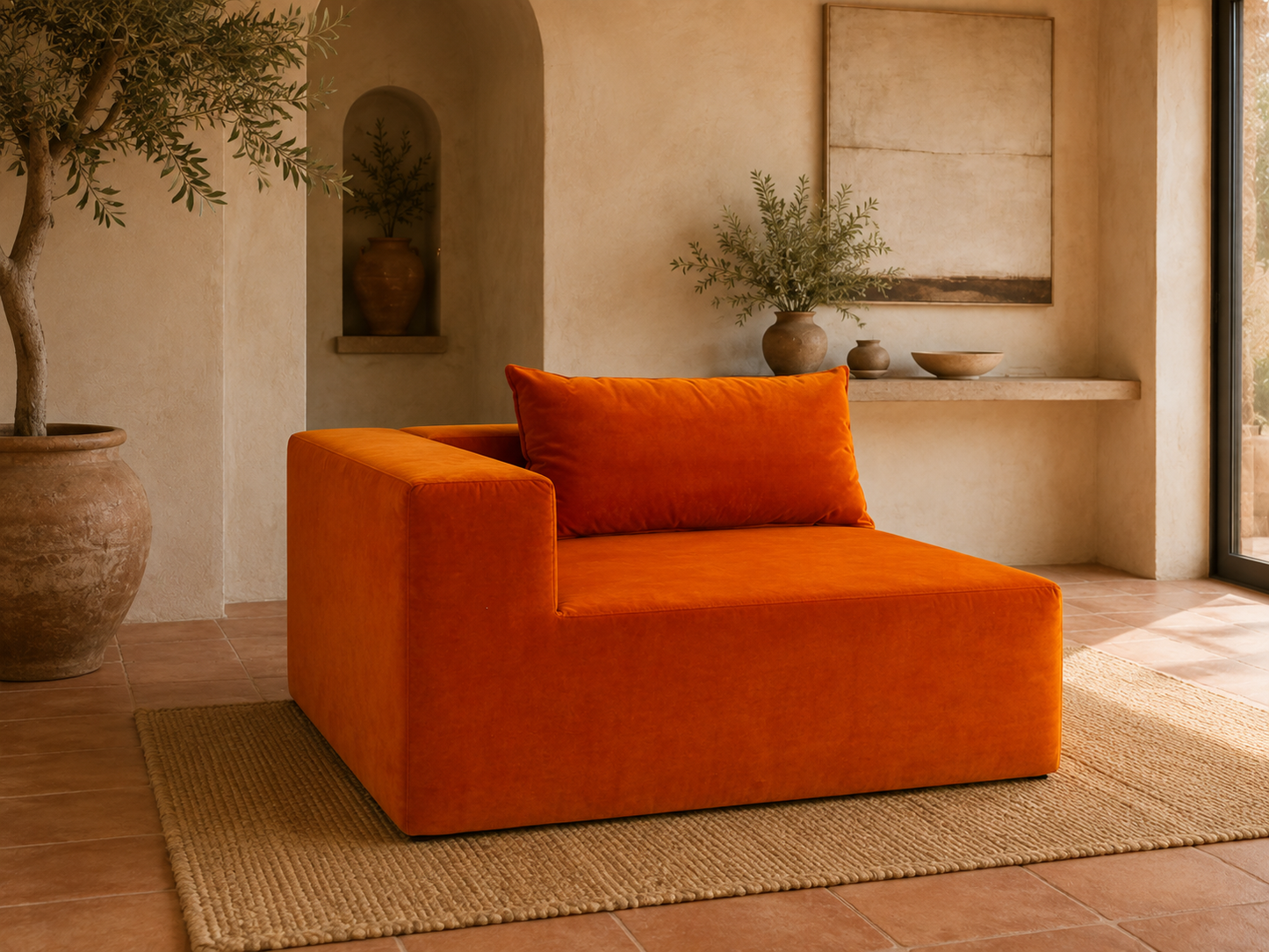 Sofá modular Giardino naranja con módulos independientes